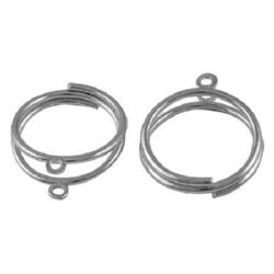 Metal ring base 18 mm two coils with hoops 2 mm 5 ~ 6x1 ~ 2 mm color silver -4 pieces