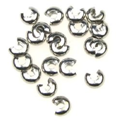 Steel Crimp Beads, Jewelry Making 3.7x2 mm hole 1 mm color silver - 20 pieces