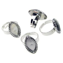 Not Available Online. You can also buy at EM ART stores and at +359 884 000 893 Metal base for ring making19x9 mm adjustable color silver -4 pieces