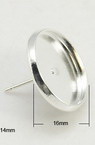 Baza pentru cercei metal 13x16 mm culoare argintiu -10 bucăți