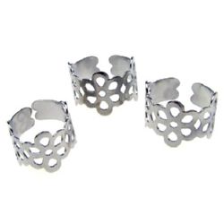Adjustable Ring Bases 20 mm silver -10 pieces