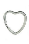 Heart-shaped STEEL Key Chain Ring / 31x31x3 mm / Silver - 5 pieces