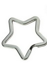 STEEL Star Key-chain Ring / 35x4 mm / Silver - 5 pieces