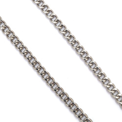 Metal Chain / 9x7.5x2 mm / Silver Color - 1 meter