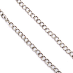 Metal Chain / 7x5.5x1 mm / Silver Color - 1 meter