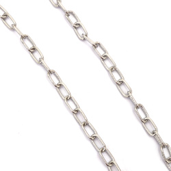 Embossed Coil Chain / 12x7x1.5 mm / Silver Color - 1 meter