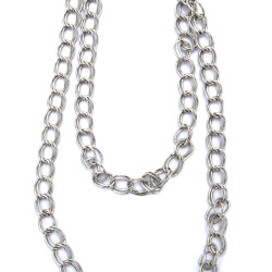 Double Link Chain / 10x8x1 mm /   Silver Color - 1 meter