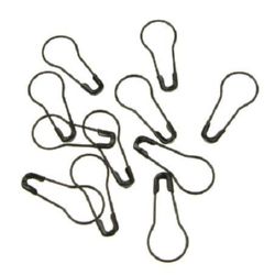 Safety pins, 22x9 mm, black color - 100 pieces