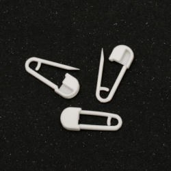 Safety pins plastic 20x8 mm white -50 pieces