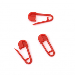 Секретни игли от пластмаса 20x8 мм  цвят червен -50 броя