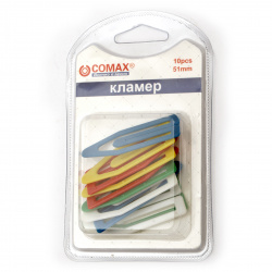 Plastic paper clips 51 mm colored - 10 pieces