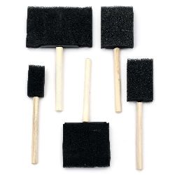Foam Brushes Set, 5 pieces, 25mm 39mm 50mm 69mm 102mm 