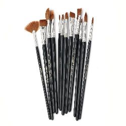 Professional fibrosynthetic fiber drawing brushes set -12 pieces