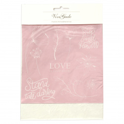 Deco foil and transfer sheet 15x15 cm deco foil and transfer sheet, silver and pink, flowers -4 sheets