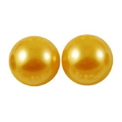 Hemisphere Imitation Pearl Beads for Sticking, Clothing Accessories, Craft Designs / Size: 8x4 mm / Color: Sunny Yellow - 100 pieces
