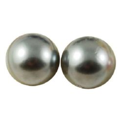 Perla emisferă12x6 mm gri -33 bucăți