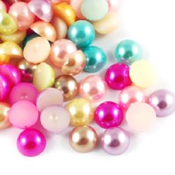 Plastic Pearl Cabochons for CRAFT Designs / 10x5 mm / MIX - 50 pieces
