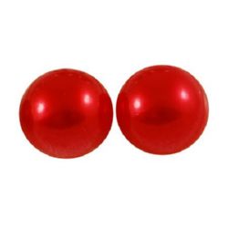 Half-sphere beads, 18x9 mm, red color - 10 pieces