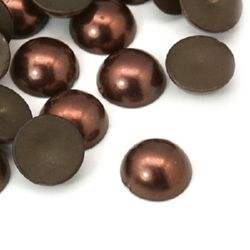 Cabochon Pearl Beads, Half Round for Gluing, DIY, Decoration, Scrapbooking,  6x3 mm brown -100 pieces
