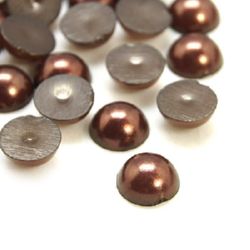 Half Pearl Beads for Decoration /   4x2 mm / Dark Brown - 500 pieces