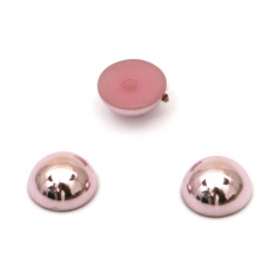Перла полусфера за вграждане 6x3 мм дупка 1 мм метализе цвят розово тъмно - 50 броя