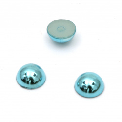 Hot Fix Hemisphere Pearl Beads, Decorations, Clothes, Wedding 6x3 mm hole 1 mm metallize color blue - 100 pieces