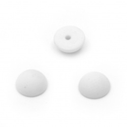 Перла полусфера за вграждане 8x4 мм дупка 1 мм матирана цвят бял - 50 броя