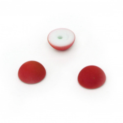 Hemisferă perlă încorporată 8x4 mm gaură 1 mm culoare roșu mat - 50 bucăți