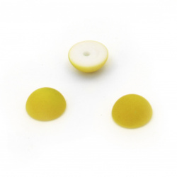 Перла полусфера за вграждане 8x4 мм дупка 1 мм матирана цвят жълт - 20 броя