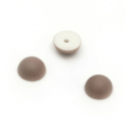 Перла полусфера за вграждане 8x4 мм дупка 1 мм матирана цвят кафяв - 50 броя