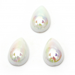 Cabochon Pearl Beads, Half Round for Gluing, DIY, Decoration, Scrapbooking, drop 14x10x5 mm color solid rainbow white - 20 pieces