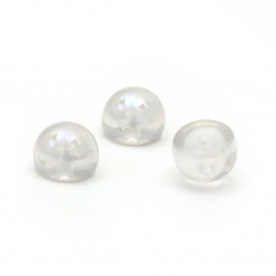 Perla emisferă pentru instalare 6x4 mm gaură 1 mm culoare curcubeu alb - 50 bucăți