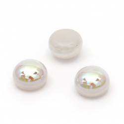 Pearl hemisphere for installation ,Decoracion,Scrapbooking,DIY, 8x6 mm hole 1 mm color solid arc white - 25 pieces