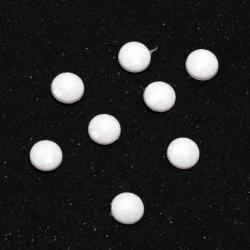 Акрилни камъчета за лепене кръг 6x2 мм плътен цвят бял фасетиран -100 броя