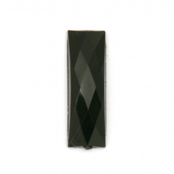 Acrylic stone for gluing rectangle 8x24x4 mm solid black faceted - 10 pieces