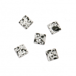 Element metalic pătrat cu clei 5x5x1 mm culoare alb și negru - 100 bucăți