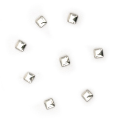 Metal element square with glue 3x3x1 mm color silver - 100 pieces