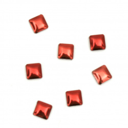 Element metalic pătrat cu lipici 3x3x1 mm culoare roșu - 100 bucăți