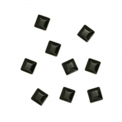 Μεταλλικό θερμοκολλητικό τετράγωνο 4x4x1 mm μαύρο - 100 τεμάχια