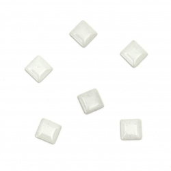 Τετράγωνο θερμοκολλητικό μεταλλικό 5x5x1 mm λευκό - 100 τεμάχια