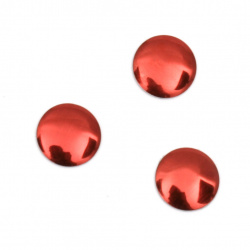 Element rotund metalic cu lipici 8x1 mm culoare roșu - 50 bucăți