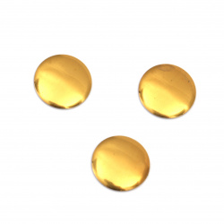 Метален елемент кръг с лепило 10x1 мм цвят злато - 50 броя