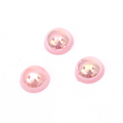 Half-sphere beads, 6x3 mm, pink rainbow color - 100 pieces