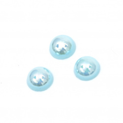 Half-sphere beads, 6x3 mm, blue rainbow color - 100 pieces
