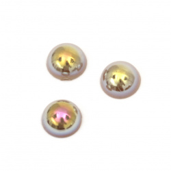 Half-sphere beads, 6x3 mm, brown rainbow color - 100 pieces