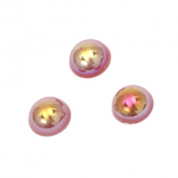 Half-sphere beads, 8x4 mm, red rainbow color - 100 pieces