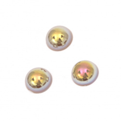 Perla emisferă 8x4 mm culoare maro curcubeu -100 bucăți