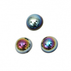 Half-sphere beads, 8x4 mm, black rainbow color - 100 pieces