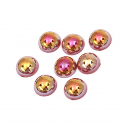 Pearl Cabochon Beads for CRAFT Projects / 10x5 mm / Red RAINBOW - 50 pieces