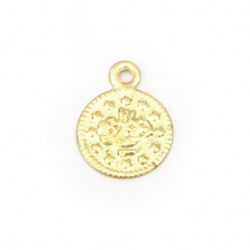 Μεταλλικό διακοσμητικό νόμισμα 10 mm χρυσό με κρίκο -50 τεμάχια
